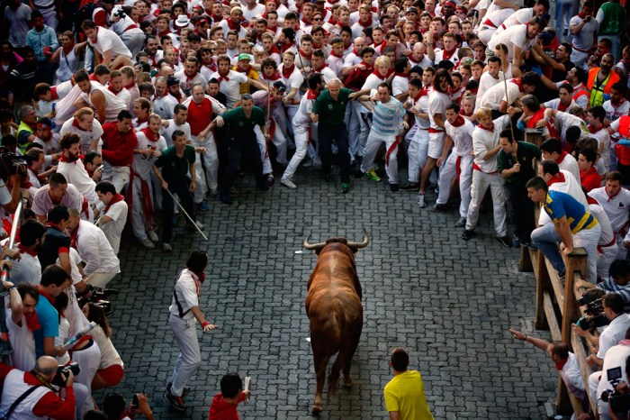 Bulls running pamplona fermin san spain gari getty